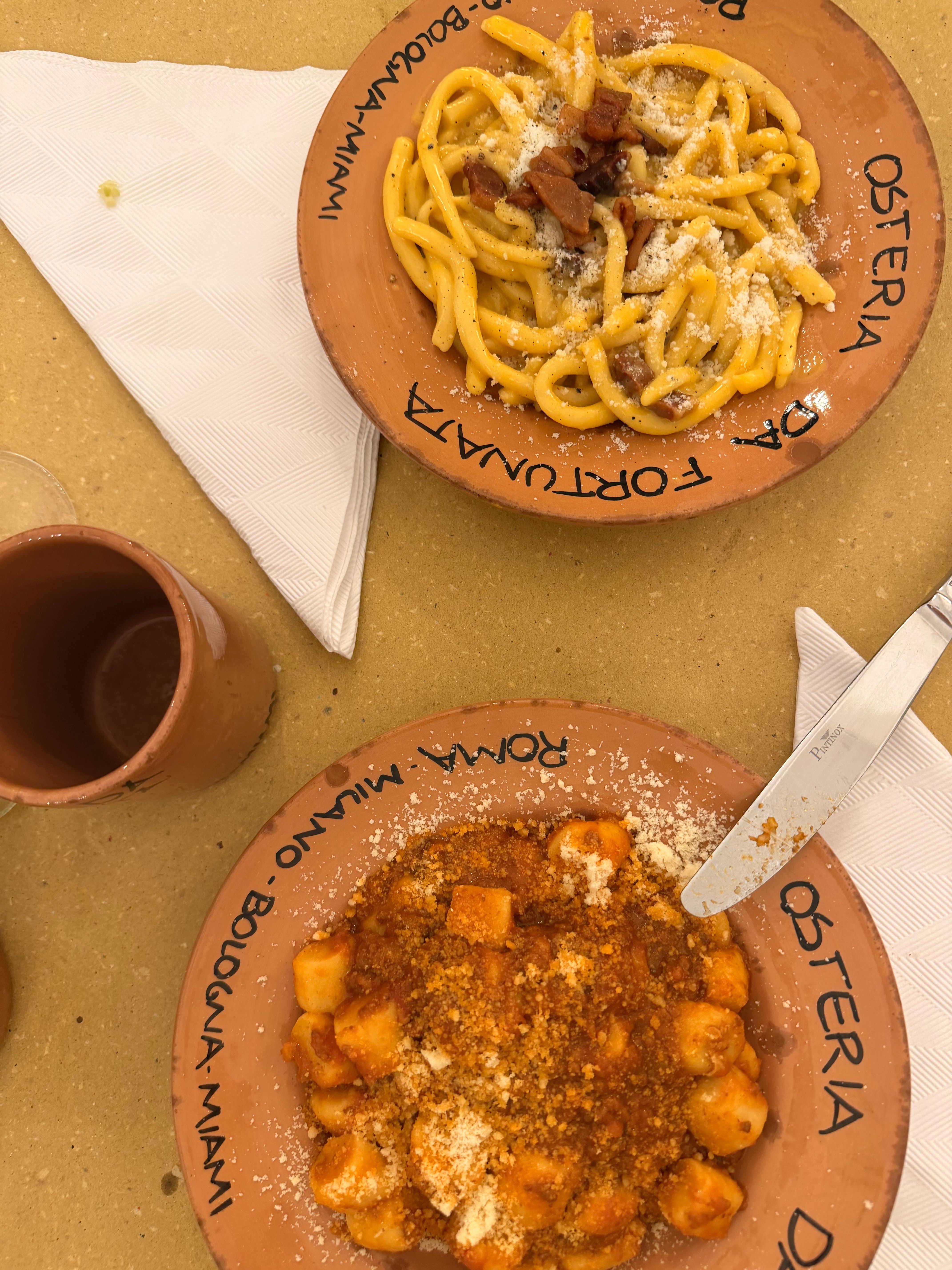 Comida italiana tradicional en Roma